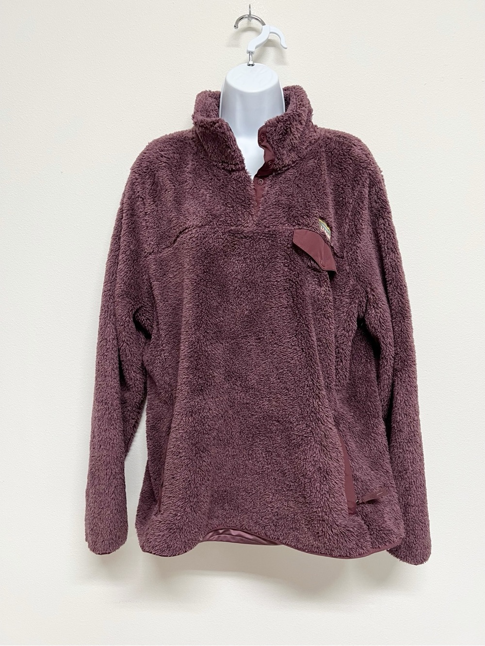 LL Bean Womens Burgandy Hi Pile Ultra Plush Fleece Pullover Size XL